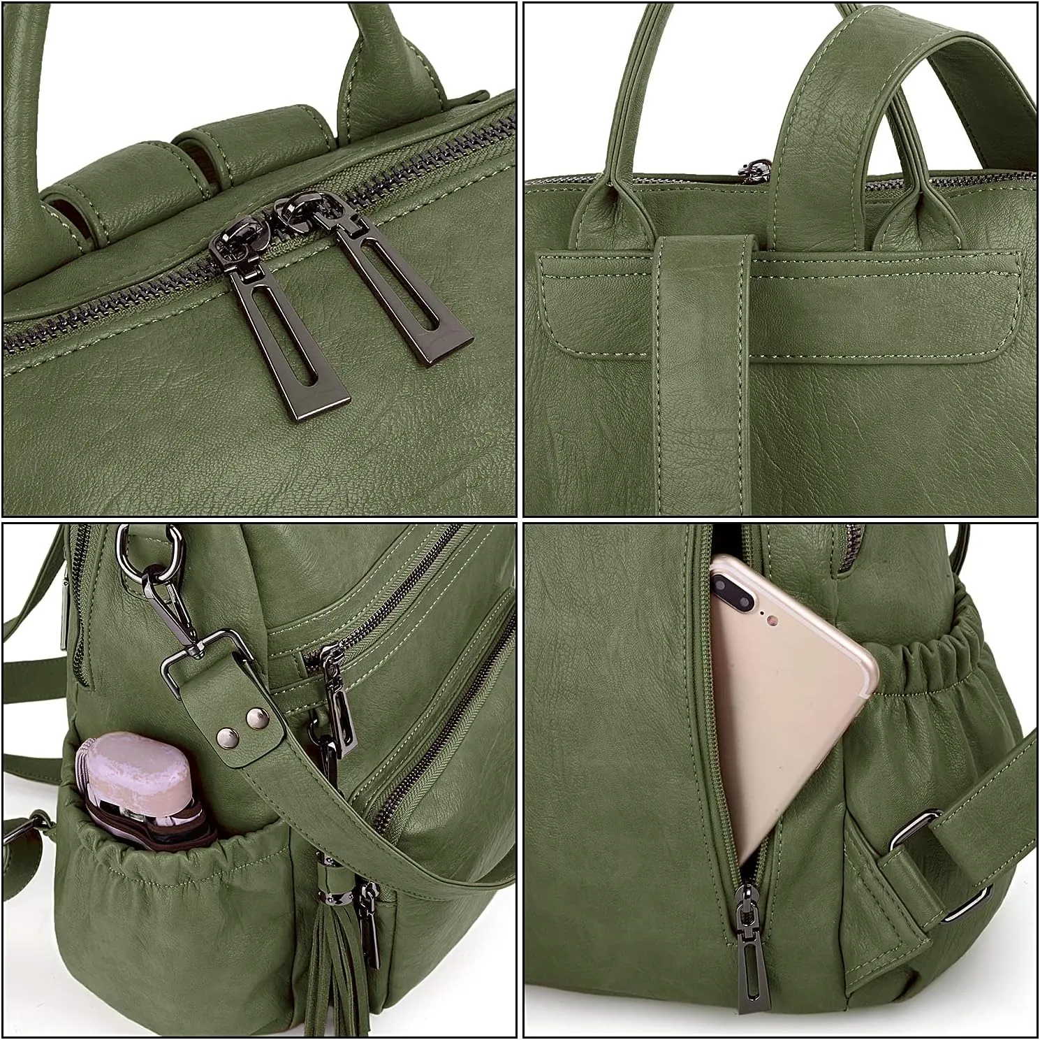 UTO Women Backpack Purse Leather Vegan Ladies Fashion Designer Rucksack Convertible Travel Shoulder Bag with Tassel