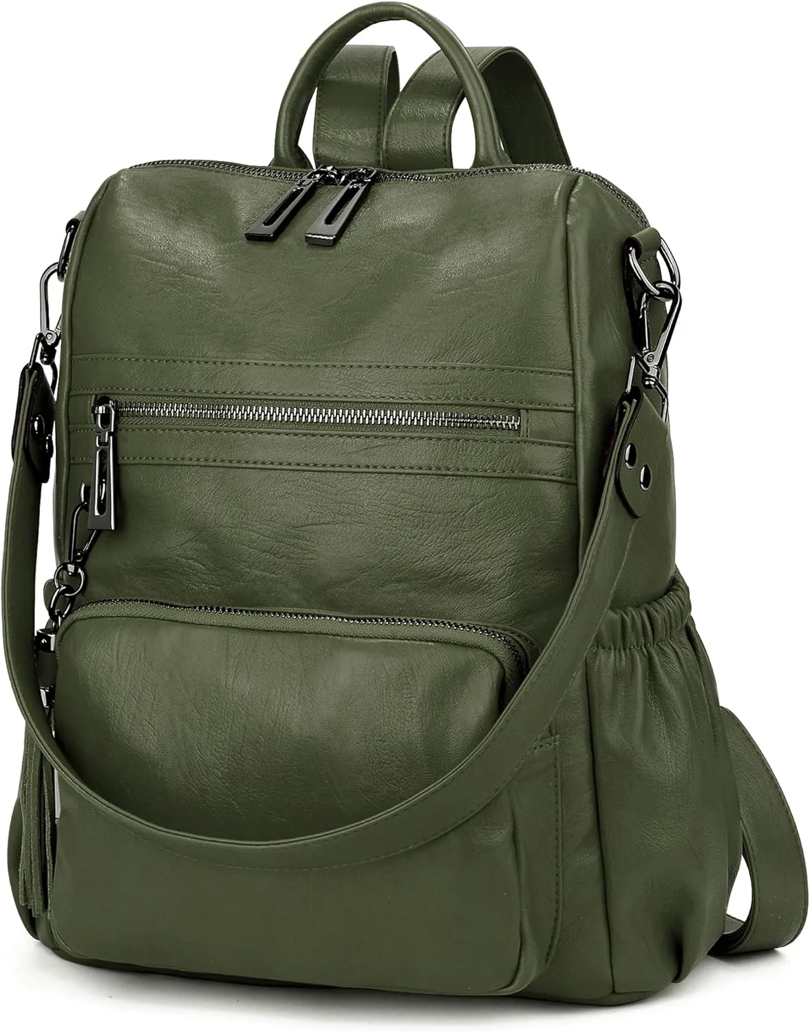 UTO Women Backpack Purse Leather Vegan Ladies Fashion Designer Rucksack Convertible Travel Shoulder Bag with Tassel