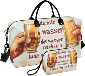 Vintage Beer Hands Duffel Bag for Traveling, Gym Bags with Multiple Interior Pockets for Women Men Toiletry Purse Included 20.5x 1.9 x 13.8