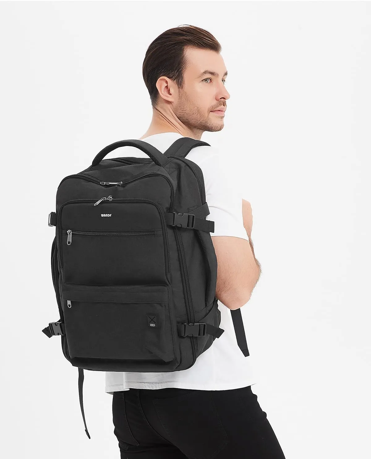 WANDF Travel Backpack For Spirit Airlines Personal Item Bag 18x14x8 with Wet Pocket, 17 Inch Laptop Backpack for Men WomenBlack