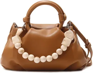 Women's Chain Pouch BagCloud-Shaped Dumpling Clutch Purse Ruched Chain Link Shoulder Handbag