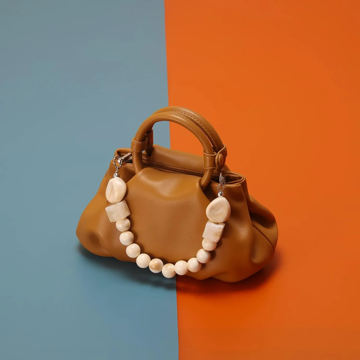 Women's Chain Pouch BagCloud-Shaped Dumpling Clutch Purse Ruched Chain Link Shoulder Handbag