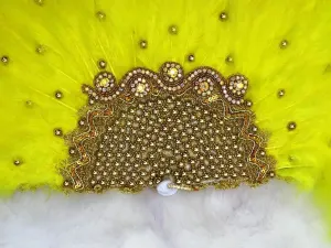Yellow Feather Bridal wedding African Traditional engagement Handfan