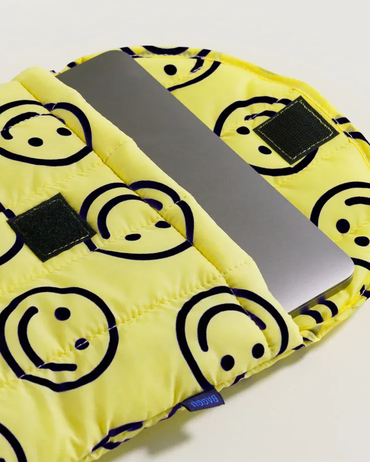 Yellow Happy Puffy Laptop Sleeve